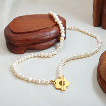 Titanium Steel Pearl Flower Necklace Necklaces
