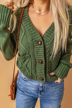 Cable-Knit Button Down V-Neck Cardigan Woman Outerwear