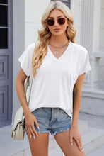 V-Neck Short Sleeve T-Shirt White Woman T Shirts