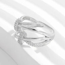 Inlaid Zircon 925 Sterling Silver Crisscross Ring Rings