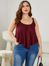Plus Size Double-Strap Scoop Neck Cami Burgundy Tanks & Camis