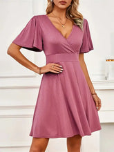 Surplice Flutter Sleeve Mini Dress Woman Casual Dress