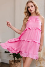 Tied Back Ruffled Layered Sleeveless Mini Dress Woman Casual Dress