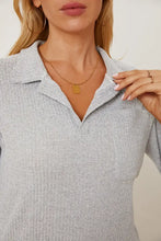 Collared Neck Dropped Shoulder T-Shirt Woman T Shirts