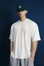 Men's Plus Size Round Neck Half Sleeve T-Shirt White Mens Tops