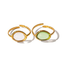 2 Piece Resin Oval Adjustable Ring Fashion Jewelry