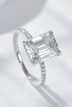 Emerald Cut 4 Carat Moissanite Side Stone Ring Silver Rings