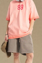 Men's Number Round Neck Half Sleeve T-Shirt Burnt Coral Mens Tops