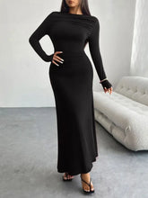Devine Ruched Long Sleeve Maxi Dress Black Woman Maxi Dress