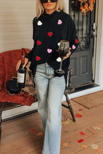 Valentine’s Day Heart Patched Turtleneck Long Sleeve Top Woman Sweatshirts