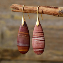 Natural Stone Waterdrop Shape Earrings Gold Red One Size Earrings