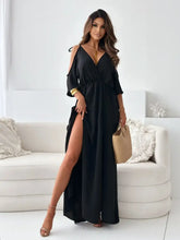 Tied Shoulder Slit Maxi Dress Casual Dresses