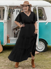 Plus Size Tie Neck Flutter Sleeve Dress Casual Dresses