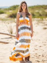 Tie-Dye Halter Neck Dress Tangerine Woman Maxi Dress
