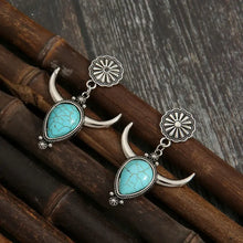 Artificial Turquoise Alloy Cow Head Earrings Earrings