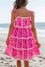 Floral Print Ric Rac Patched Sleeveless Mini Dress Casual Dresses