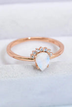 18K Rose Gold-Plated Pear Shape Natural Moonstone Ring Rings