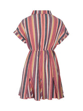 Striped Surplice Short Sleeve Dress Casual Dresses