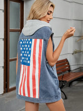 Button Down US Flag Denim Vest Woman Denim Tops