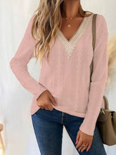Eyelet V-Neck Dropped Shoulder T-Shirt Dusty Pink Woman T Shirts