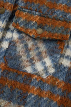 Plaid Collared Neck Jacket with Chest Pockets Woman Outerwear