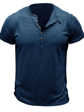 Men's Casual Henley Short Sleeve Button Top Mens Tops