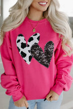 Heart Patch Long Sleeve Sweatshirt Deep Rose Woman Sweatshirts