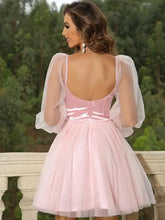 Sweetheart Neck Balloon Sleeve Mini Dress Cocktail Dress