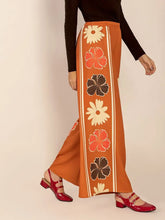 Printed Elastic Waist Wide Leg Pants Woman Pants