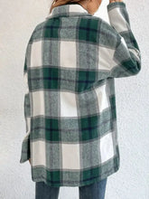 Plaid Collared Neck Dropped Shoulder Shacket Woman Outerwear