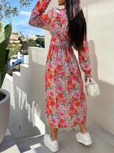 Floral Print Long Sleeve V-Neck Dress Woman Casual Dress