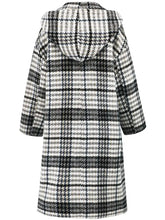 Plaid Double-Breasted Long Sleeve Longline Coat Woman Outerwear