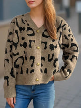 Leopard V-Neck Button Up Cardigan Woman Outerwear