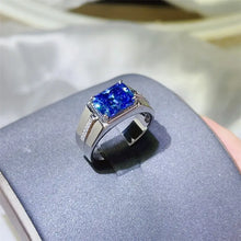 2 Carat Moissanite 925 Sterling Silver Ring Blue Fine Jewelry