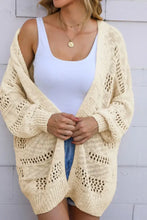 Openwork Open Front Long Sleeve Cardigan Woman Outerwear