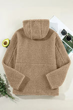 Drawstring Fleece Zip Up Hooded Jacket Woman Outerwear