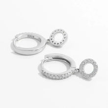 925 Sterling Silver Inlaid Zircon Hoop Dangle Earrings Earrings