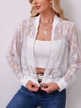 Lace Baseball Collar Zip Up Jacket Woman Outerwear