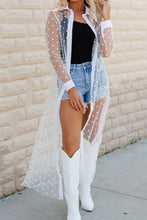 Polka Dot Long Sleeve Cover Up White Woman Outerwear