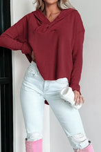 Waffle Knit Long Sleeve Hoodie Woman Sweatshirts