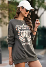 Letter Graphic Round Neck Long Sleeve Sweatshirt Woman Sweatshirts