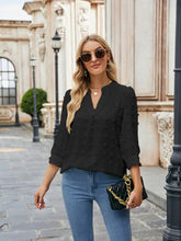 Swiss Dot Notched Neck Blouse Woman Blouses