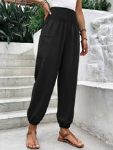 Smocked High Rise Joggers with Pockets Woman Pants