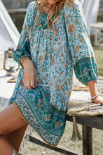 Devine Printed Tie Neck Mini Dress Woman Casual Dress