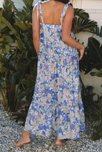 Floral Print Self-tie Straps Flowy Ruffle Dress Woman Casual Dress