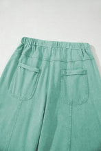 Mineral Wash Exposed Seam Drawstring High Waist Wide Leg Cargo Pants Woman Pants