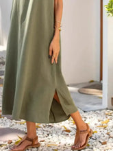 Full Size Side Slit Sleeveless Midi Dress Plus Size Casual Dresses