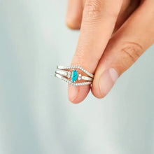 Artificial Turquoise V Shape Inlaid Zircon Ring Rings
