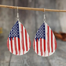 PU Leather US Flag Teardrop Shape Earrings Earrings
