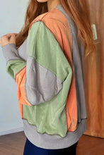 Full Size Exposed Seam Color Block Long Sleeve Sweatshirt Woman Sweatshirts